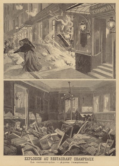 Eksplosion ved Restaurant Champeaux, Paris af French School